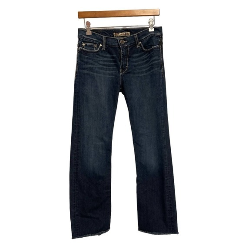 BKE Drew Bootcut Jeans Womens 27x29.5 Dark Wash Stretch Distressed Raw Hem